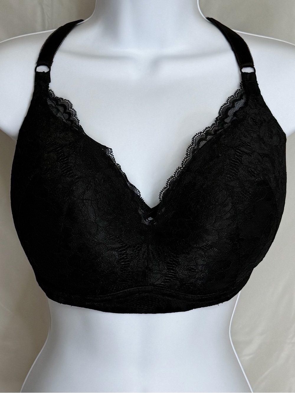 Torrid Curve 360 Wire-Free Push Up Plunge Lace Bra Black 38DDD